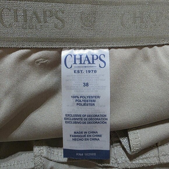 Chaps Golf Shorts Performance Flat Front Stretch 9" Inseam Mens Sz 38 & 46 Khaki - Picture 10 of 11